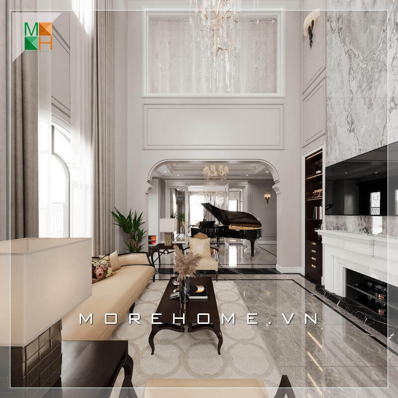 Mẫu thiết kế nội thất không gian phòng khách tân cổ điển sang trọng, cao cấp cho biệt thự, nhà phố, penthouse, chung cư cao cấp. Danh sách các mẫu thiết kế phòng khách tân cổ điển tiện nghi