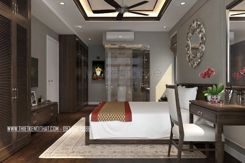 Thiết kế phòng ngủ theo phong cách truyền thống đơn giản thích hợp với lối sống hiện đại Mẫu thiết kế nội thất chung cư đẹp