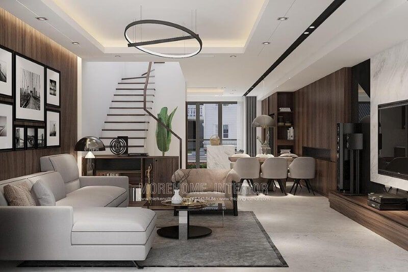 Trang trí nội thất phòng khách liền phòng ăn đẹp hiện đại cho chung cư, biệt thự, nhà phố, nhà liền kề.