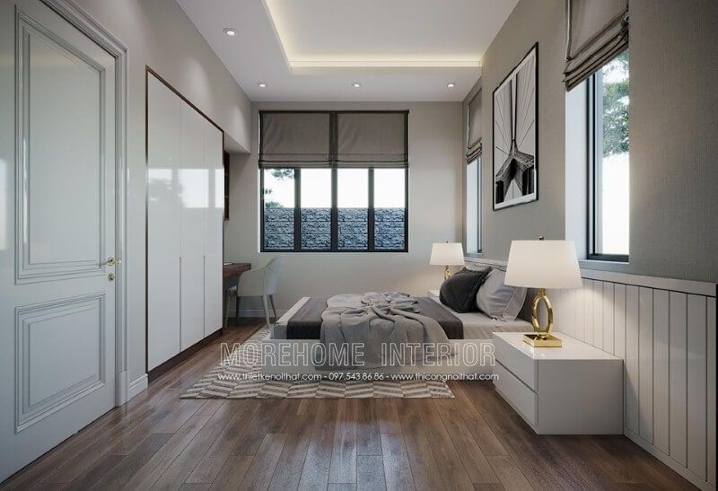 Gỗ lát sàn gỗ óc chó cao cấp kết hợp cùng thảm trải sàn đẹp mắt giúp đôi chân bạn luôn được tận hưởng những điều tốt đẹp nhất từ ngay