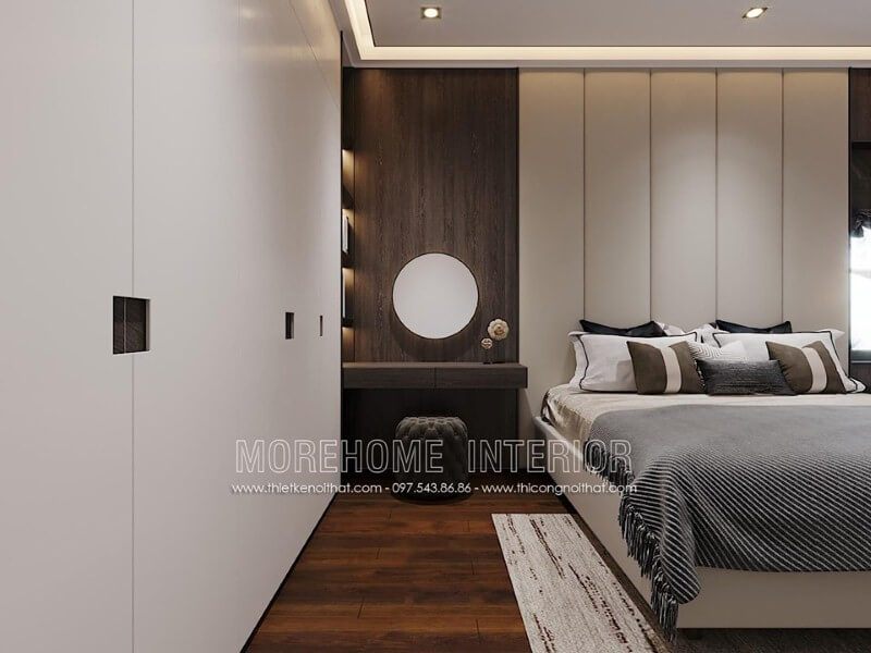 Tủ quần áo gỗ An Cường sơn trắng hiện đại đẹp, sang trọng tạo góc nhìn ấn tượng cho phòng ngủ.