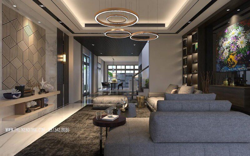 Thiết kế nội thất phòng khách liền phòng ăn hiện đại, sang trọng cho nhà phố, biệt thự.