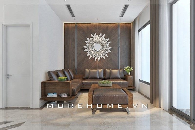 Phong cách hiện đại đang được ưa chuộng và gây ấn tượng mạnh mẽ trong năm nay đã được áp dụng vào thiết kế và sắp xếp của mẫu thiết kế phòng khách chung cư.