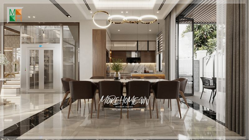 Có một vẻ đẹp ấn tượng, bộ bàn ăn giúp căn phòng trở nên thuận tiện và làm cho người nhìn thấy rất ấn tượng.